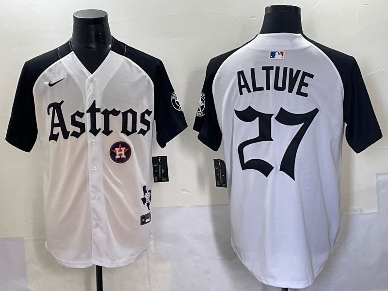 Men 2025 Houston Astros #27 Altuve White Black Five generations Joint Name Nike MLB Jersey style 9->houston astros->MLB Jersey